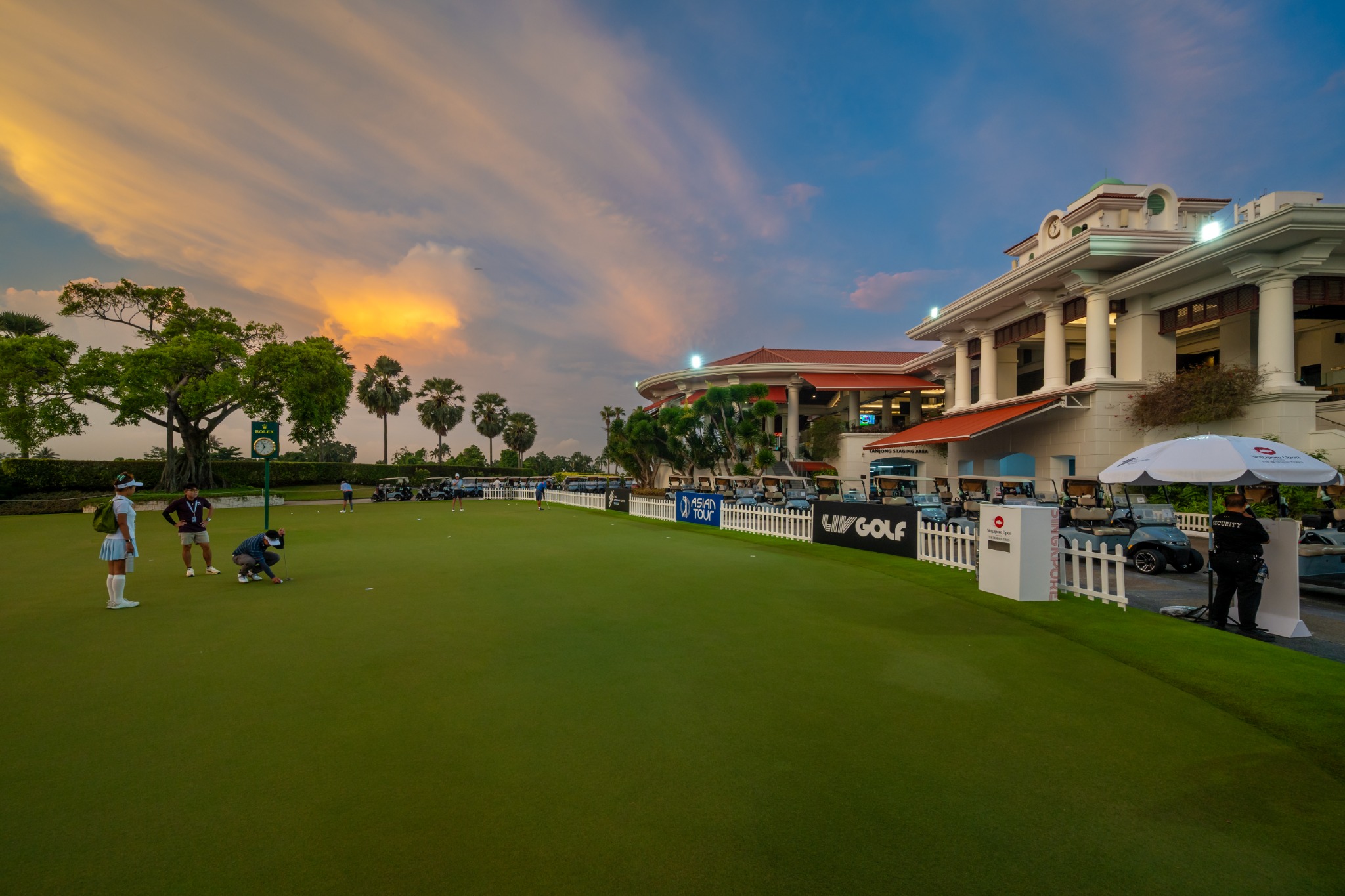 Players warming up at The Sentosa Golf Club Picture by Asian Tour.